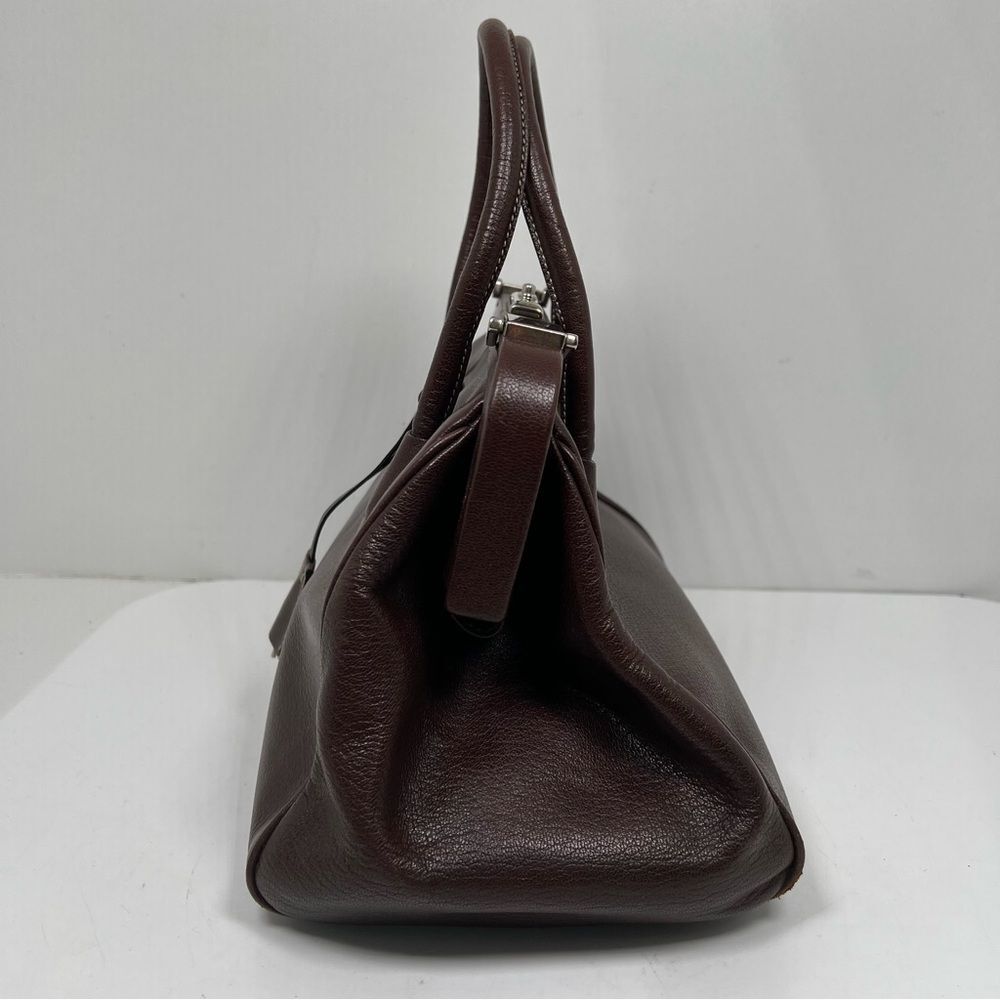 PRADA MADRAS CERNIERA DOCTOR BAG SATCHEL Red Brown LEATHER With A TOP HANDLE - Picture 2 of 16